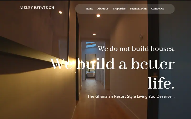 The Adjeley Luxury Apartments website, built by RockTech