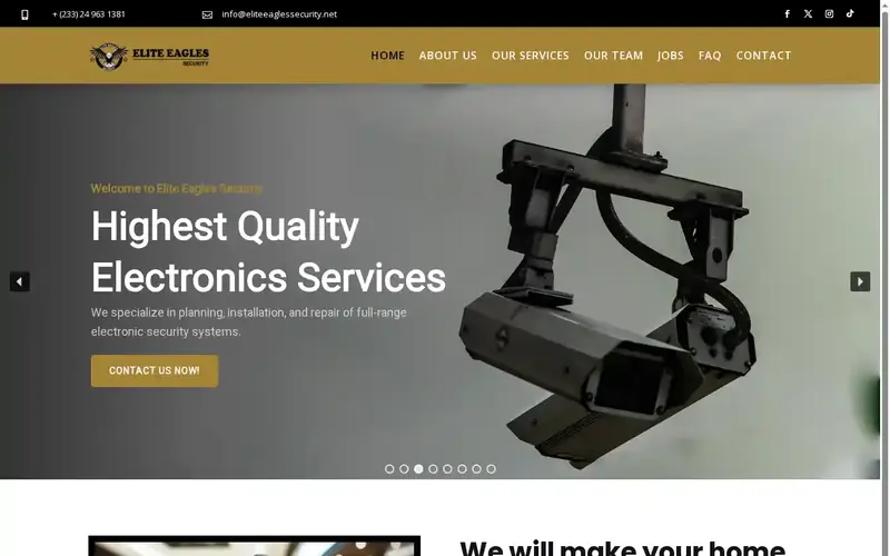 The Elite Eagles Security website, built by RockTech