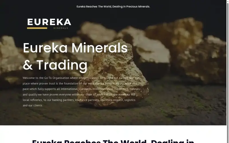 The Eureka Minerals website, built by RockTech