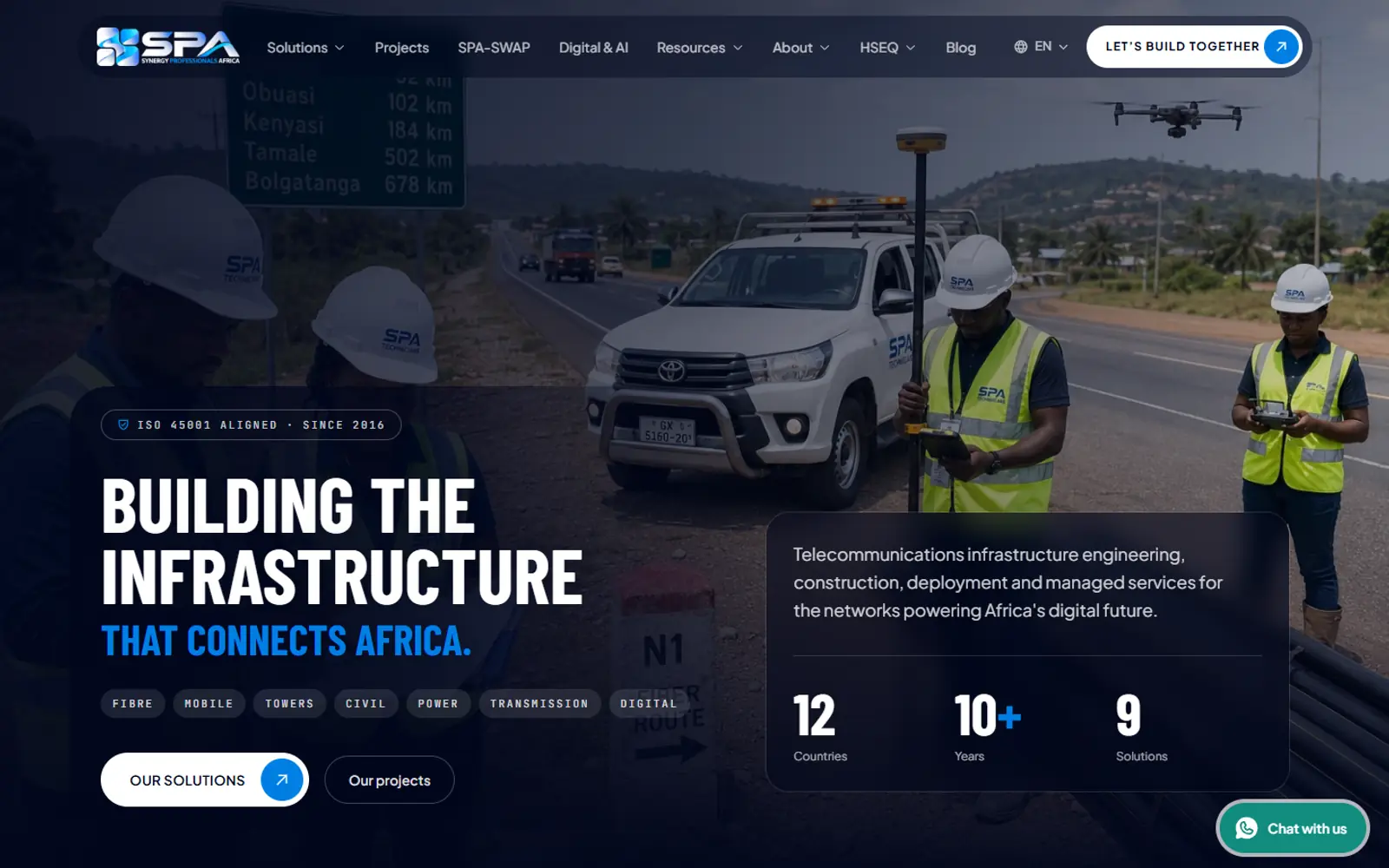 The SPA Telecom Engineering website, built by RockTech